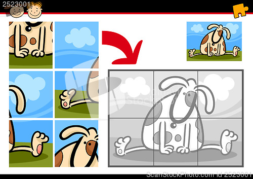 Image of cartoon dog jigsaw puzzle game