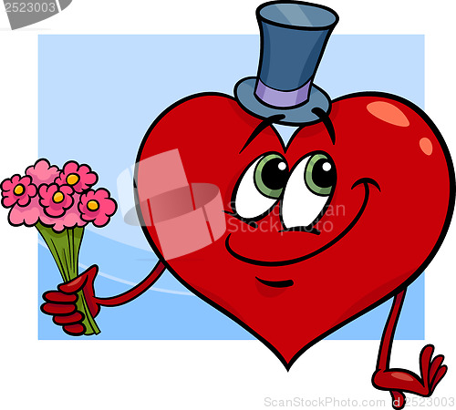 Image of valentine heart with flowers cartoon