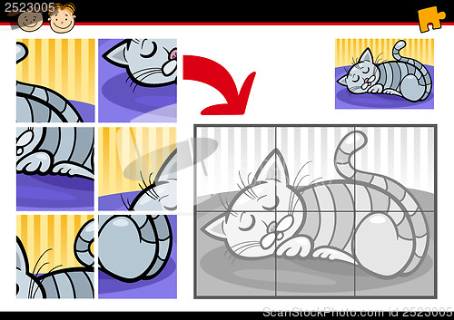 Image of cartoon sleeping cat jigsaw game