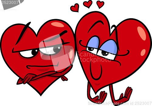 Image of hearts in love cartoon illustration