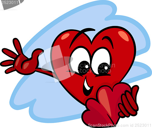 Image of heart with valentine card cartoon