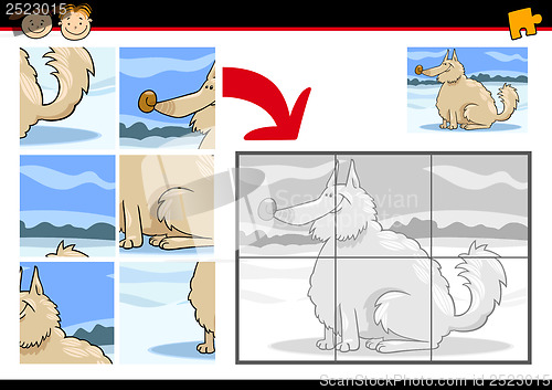 Image of cartoon dog jigsaw puzzle game