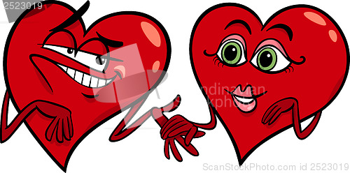 Image of hearts in love cartoon illustration