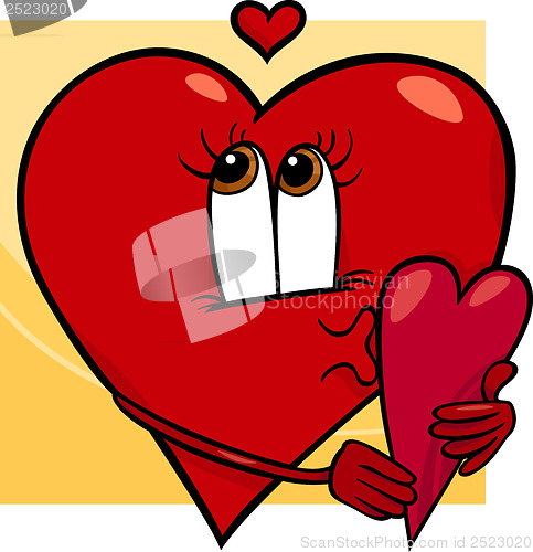 Image of heart with valentine card cartoon