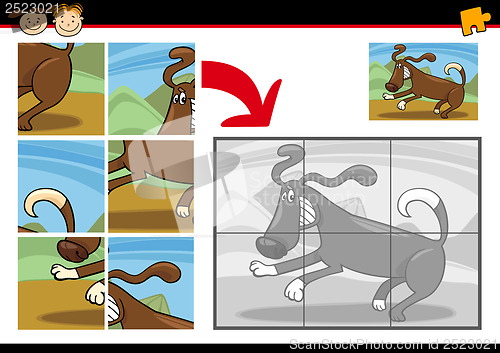 Image of cartoon dog jigsaw puzzle game