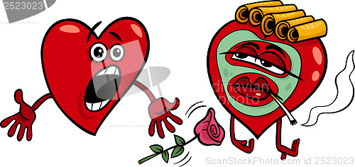 Image of two hearts cartoon illustration