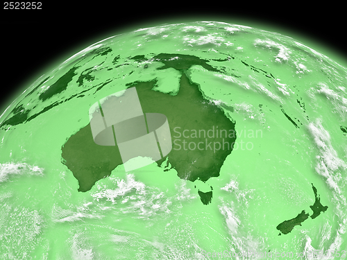 Image of Australia on green Earth
