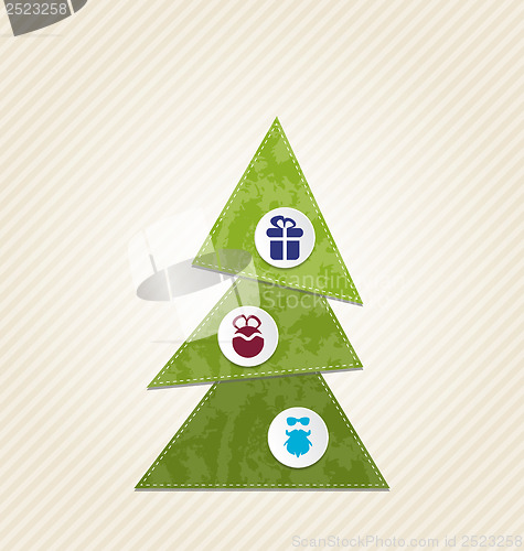 Image of Christmas tree with infographics, minimal style