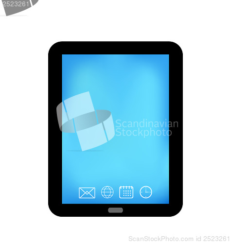 Image of Tablet computer with panel navigation, smart device isolated