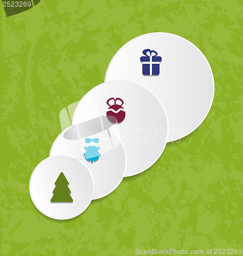 Image of Abstract circles with Christmas decoration elements