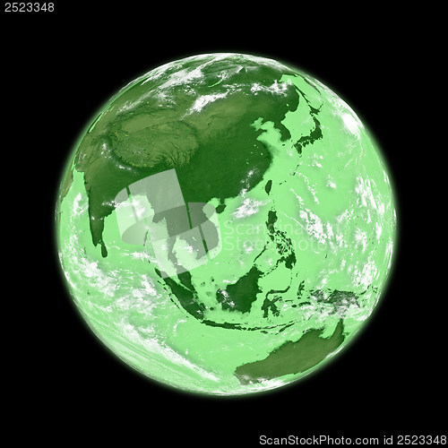 Image of Southeast Asia on green Earth