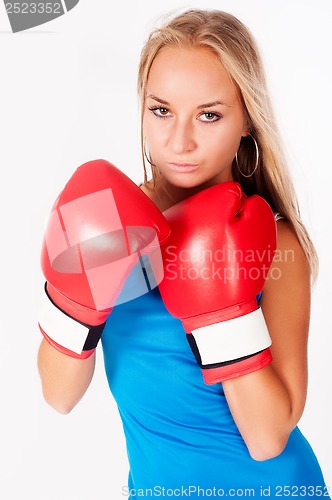 Image of Pretty girl with boxing gloves