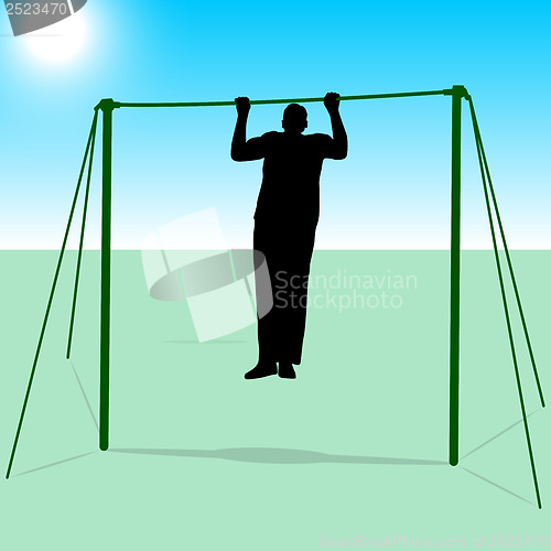 Image of Silhouette of an athlete on the horizontal bar. Vector illustrat