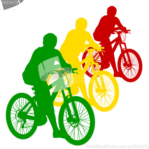 Image of Silhouette of a cyclist male.  vector illustration.