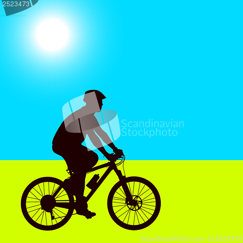 Image of Silhouette of a cyclist male.  vector illustration.