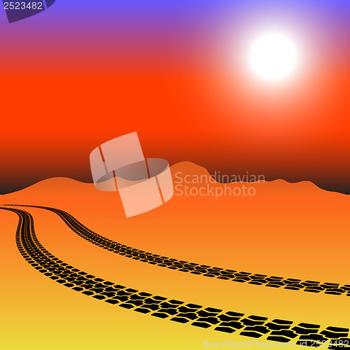 Image of tire prints, vector illustration