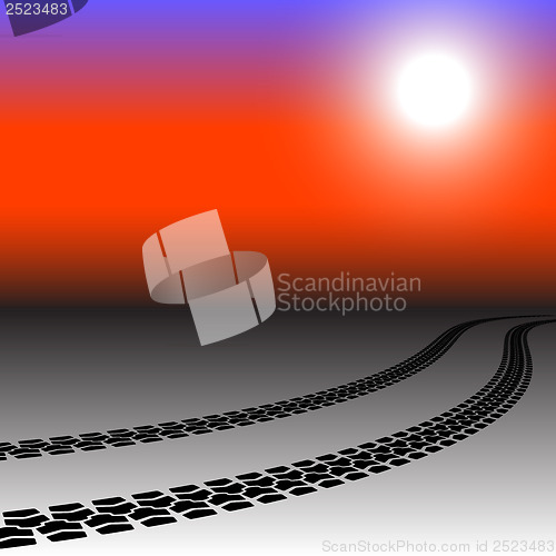 Image of tire prints, vector illustration