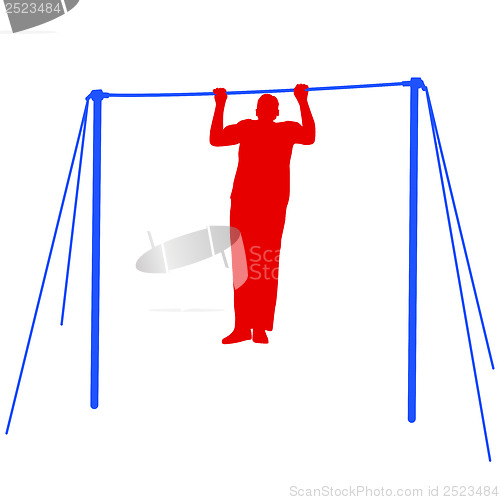 Image of Silhouette of an athlete on the horizontal bar. Vector illustrat