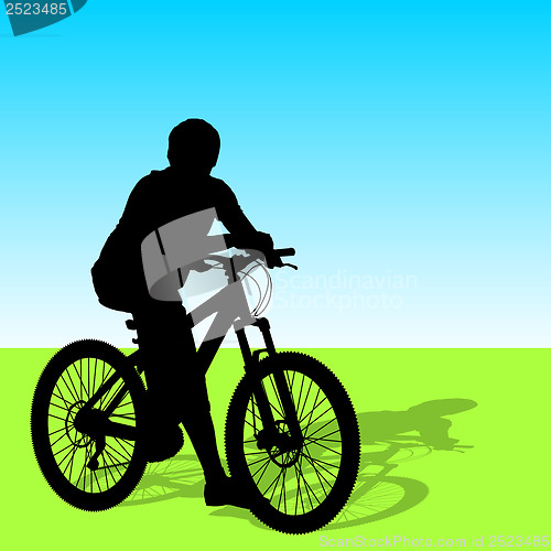 Image of Silhouette of a cyclist male.  vector illustration.