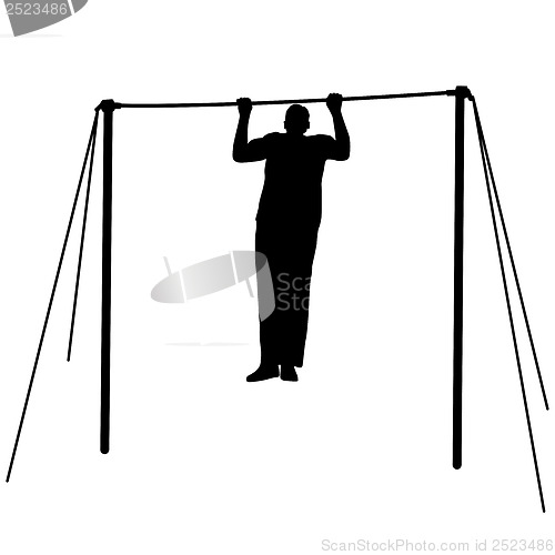 Image of Silhouette of an athlete on the horizontal bar. Vector illustrat