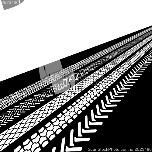 Image of tire prints, vector illustration