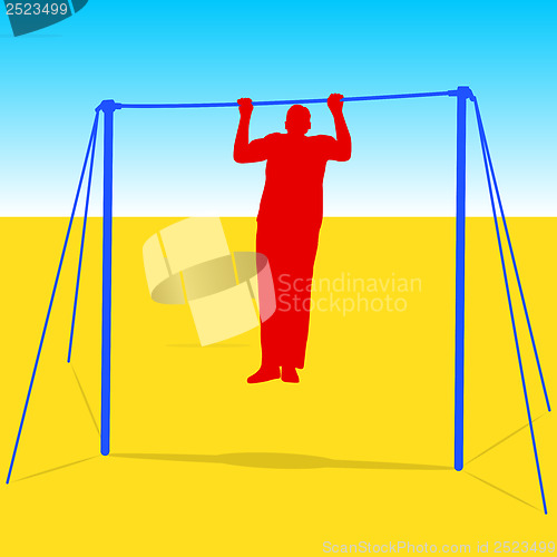 Image of Silhouette of an athlete on the horizontal bar. Vector illustrat