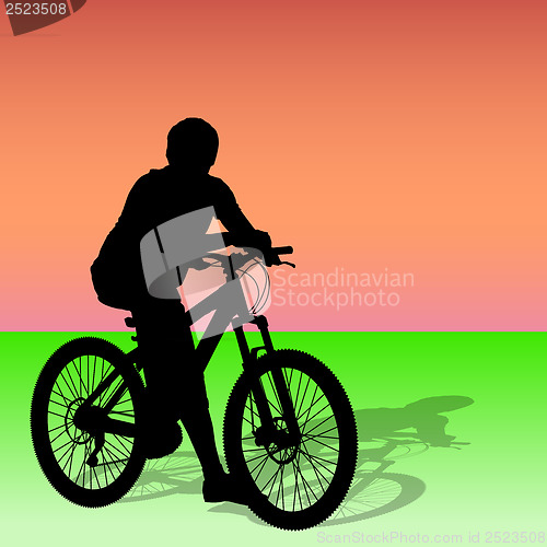 Image of Silhouette of a cyclist male.  vector illustration.