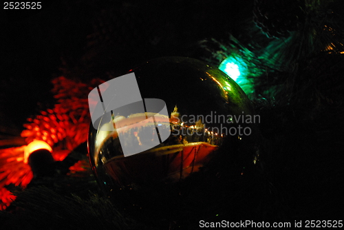 Image of Russian kremlin mirrored in christmass ball