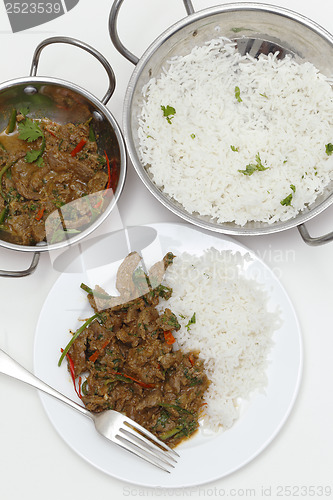 Image of Spiced lamb with chillies from above