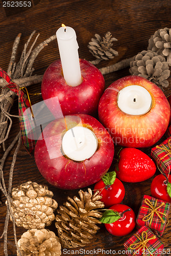 Image of Christmas decoration with red apples