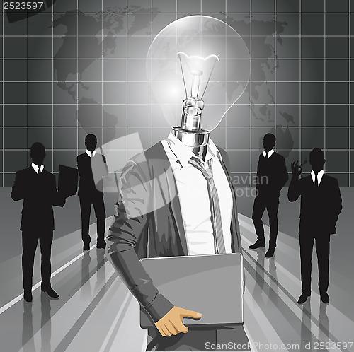 Image of Lamp Head Man With Laptop