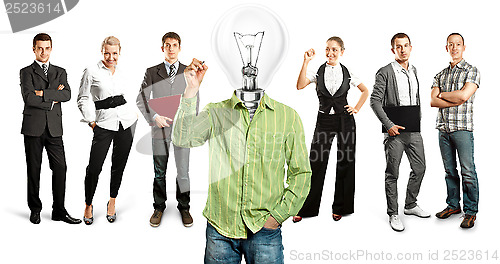 Image of Business Team With Lamp Head