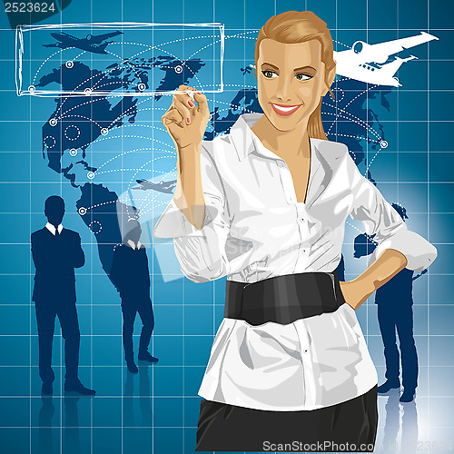 Image of Vector Business Woman Writing Something