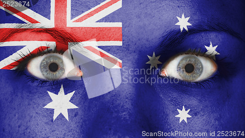 Image of Close up of eyes with flag