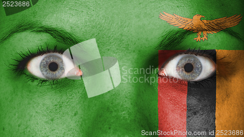 Image of Close up of eyes with flag