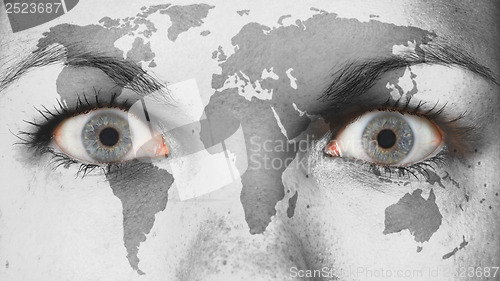 Image of Close up of eyes with flag