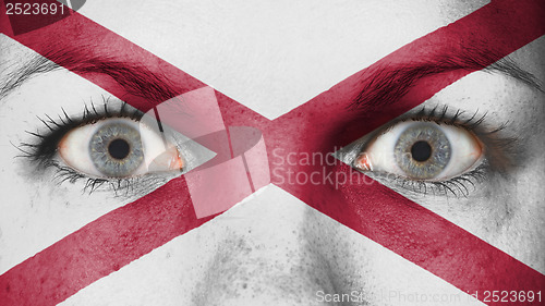 Image of Close up of eyes with flag
