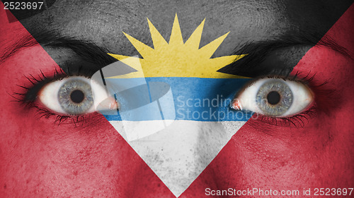 Image of Close up of eyes with flag