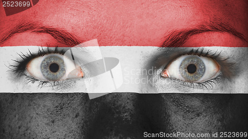 Image of Close up of eyes with flag