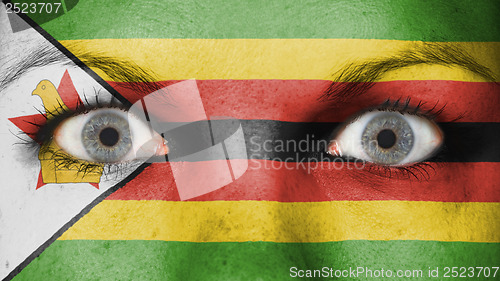 Image of Close up of eyes with flag