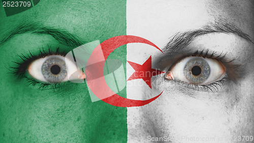 Image of Close up of eyes with flag