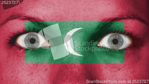 Image of Close up of eyes with flag