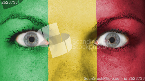 Image of Close up of eyes with flag