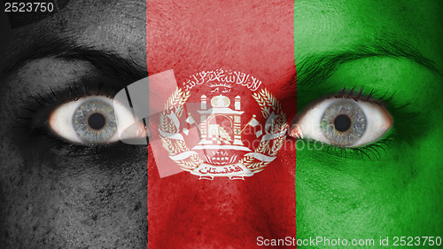 Image of Close up of eyes with flag