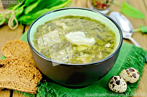 Image of Soup green of sorrel on the board