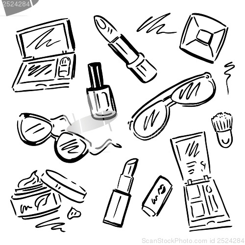 Image of Cosmetics.  Makeup set.