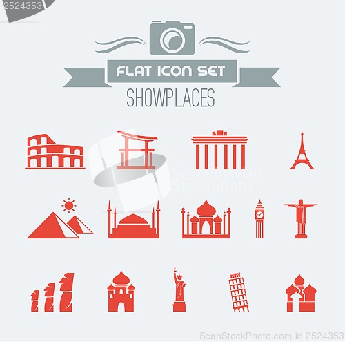 Image of Landmarks Flat Icon Set