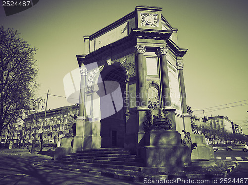 Image of Vintage sepia Turin Triumphal Arch at Parco Del Valentino, Torin