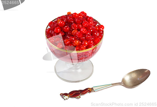 Image of Viburnum berries in syrup on a white background.