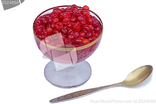 Image of Viburnum berries in syrup on a white background.